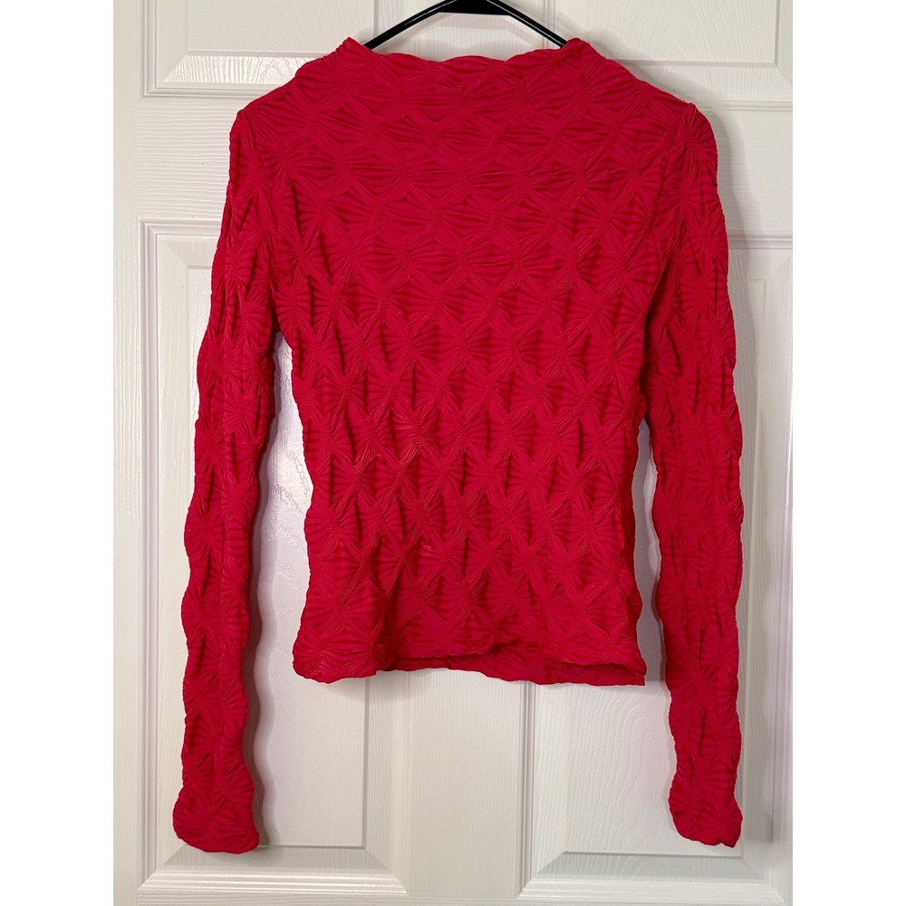 Maeve Anthropologie Long Sleeve Top Women‎ XSP Red Excellent Popcorn Smocked
